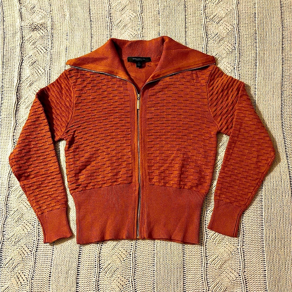 NEW - Marc New York Rusty Orange Zip-Up Cardigan Sweater